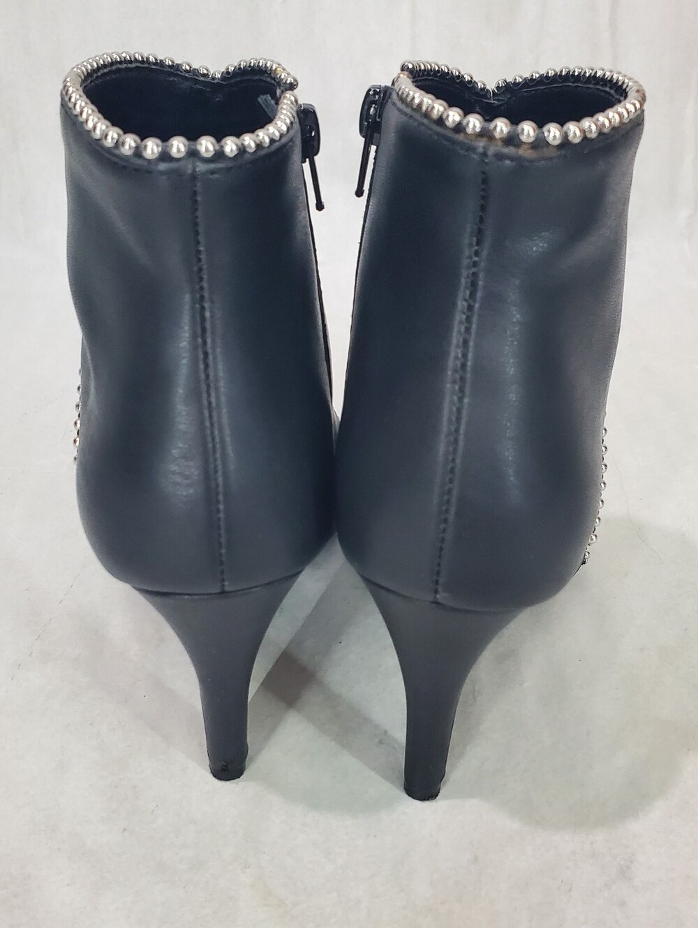 Black studded Women's boots Size 8.5 Silver Studs Edgy Punk Maximalist Rocker - Picture 4 of 10
